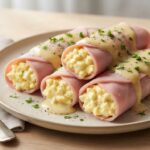 Rouleaux de jambon aux œufs mimosa, sauce moutarde-citron